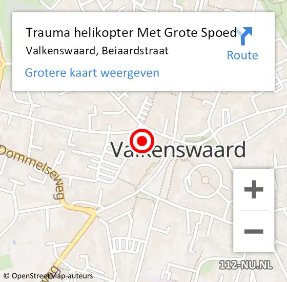 Locatie op kaart van de 112 melding: Trauma helikopter Met Grote Spoed Naar Valkenswaard, Beiaardstraat op 3 oktober 2021 13:24