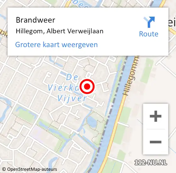 Locatie op kaart van de 112 melding: Brandweer Hillegom, Albert Verweijlaan op 24 juni 2014 20:49