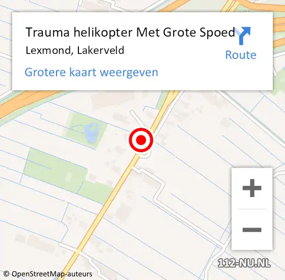 Locatie op kaart van de 112 melding: Trauma helikopter Met Grote Spoed Naar Lexmond, Lakerveld op 3 oktober 2021 14:23