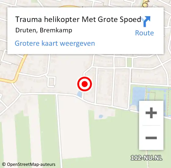 Locatie op kaart van de 112 melding: Trauma helikopter Met Grote Spoed Naar Druten, Bremkamp op 3 oktober 2021 14:38