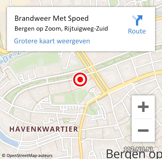 Locatie op kaart van de 112 melding: Brandweer Met Spoed Naar Bergen op Zoom, Rijtuigweg-Zuid op 3 oktober 2021 14:50