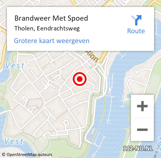 Locatie op kaart van de 112 melding: Brandweer Met Spoed Naar Tholen, Eendrachtsweg op 3 oktober 2021 14:54