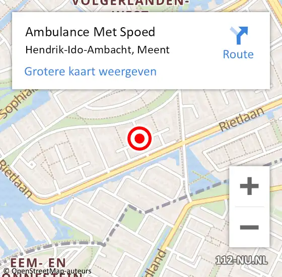 Locatie op kaart van de 112 melding: Ambulance Met Spoed Naar Hendrik-Ido-Ambacht, Meent op 3 oktober 2021 15:16