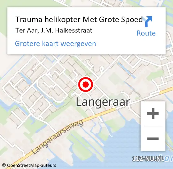 Locatie op kaart van de 112 melding: Trauma helikopter Met Grote Spoed Naar Ter Aar, J.M. Halkesstraat op 3 oktober 2021 16:18
