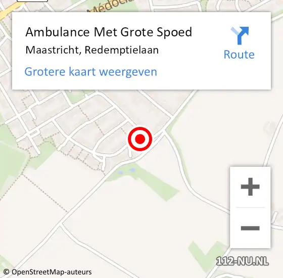 Locatie op kaart van de 112 melding: Ambulance Met Grote Spoed Naar Maastricht, Redemptielaan op 24 juni 2014 21:08