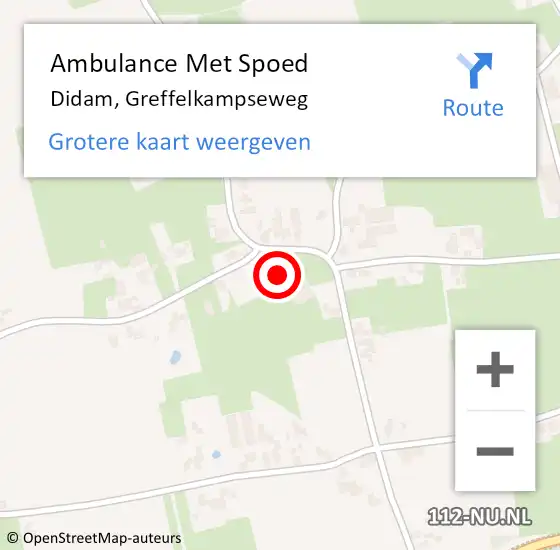 Locatie op kaart van de 112 melding: Ambulance Met Spoed Naar Didam, Greffelkampseweg op 3 oktober 2021 16:39