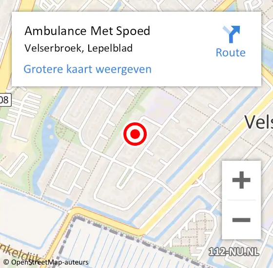 Locatie op kaart van de 112 melding: Ambulance Met Spoed Naar Velserbroek, Lepelblad op 3 oktober 2021 16:43