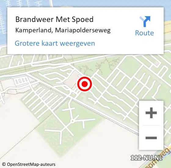 Locatie op kaart van de 112 melding: Brandweer Met Spoed Naar Kamperland, Mariapolderseweg op 3 oktober 2021 17:00