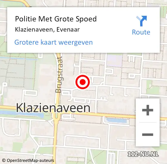 Locatie op kaart van de 112 melding: Politie Met Grote Spoed Naar Klazienaveen, Evenaar op 3 oktober 2021 17:06