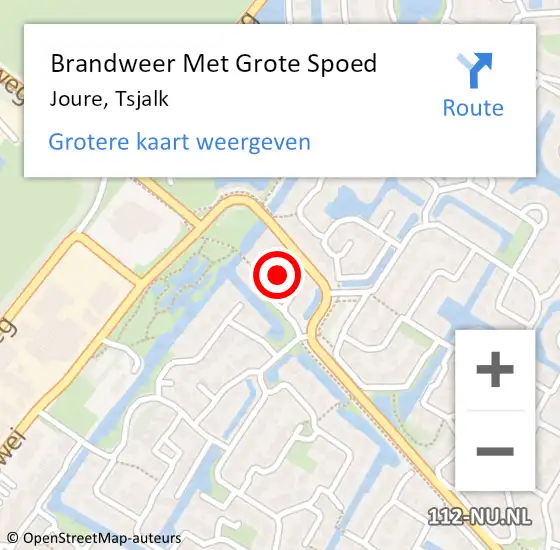 Locatie op kaart van de 112 melding: Brandweer Met Grote Spoed Naar Joure, Tsjalk op 3 oktober 2021 17:18