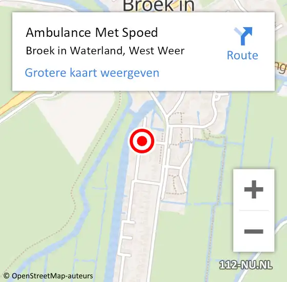 Locatie op kaart van de 112 melding: Ambulance Met Spoed Naar Broek in Waterland, West Weer op 3 oktober 2021 17:24
