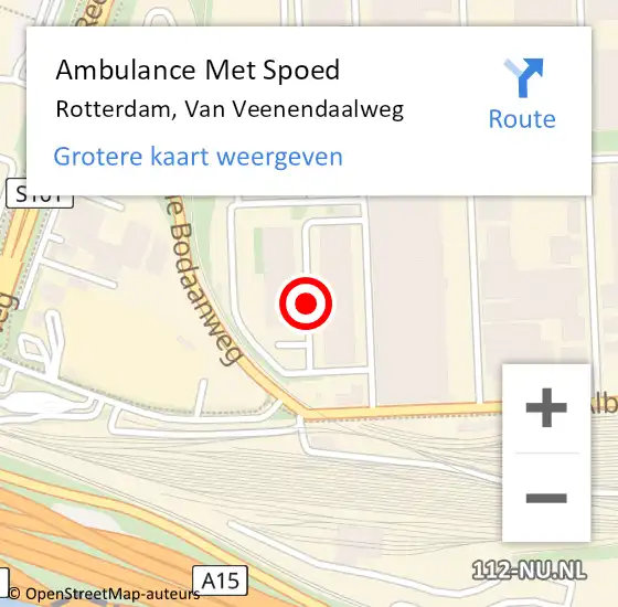 Locatie op kaart van de 112 melding: Ambulance Met Spoed Naar Rotterdam, Van Veenendaalweg op 3 oktober 2021 18:04