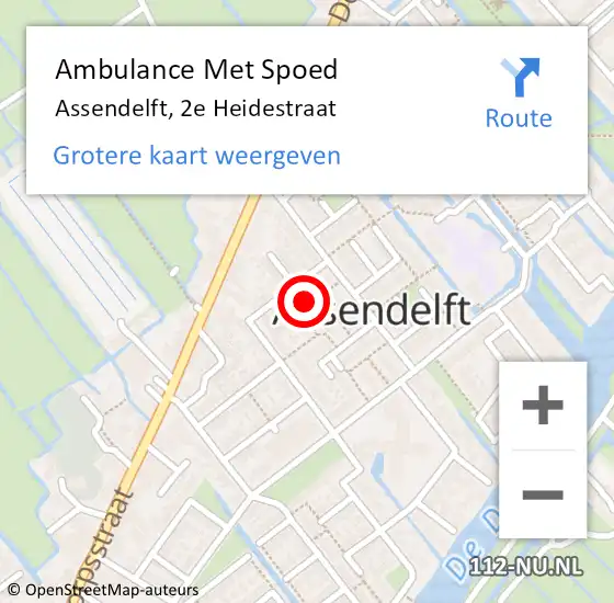 Locatie op kaart van de 112 melding: Ambulance Met Spoed Naar Assendelft, 2e Heidestraat op 3 oktober 2021 18:08