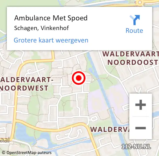 Locatie op kaart van de 112 melding: Ambulance Met Spoed Naar Schagen, Vinkenhof op 3 oktober 2021 18:20