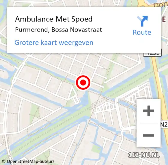 Locatie op kaart van de 112 melding: Ambulance Met Spoed Naar Purmerend, Bossa Novastraat op 3 oktober 2021 18:38