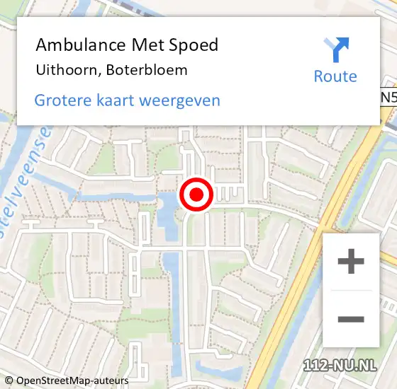 Locatie op kaart van de 112 melding: Ambulance Met Spoed Naar Uithoorn, Boterbloem op 3 oktober 2021 18:43
