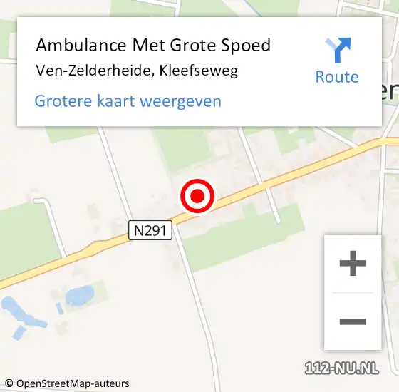 Locatie op kaart van de 112 melding: Ambulance Met Grote Spoed Naar Ven-Zelderheide, Kleefseweg op 3 oktober 2021 18:49