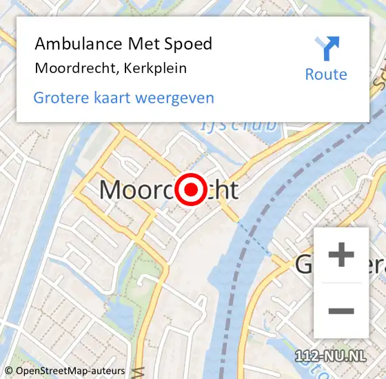 Locatie op kaart van de 112 melding: Ambulance Met Spoed Naar Moordrecht, Kerkplein op 3 oktober 2021 19:17