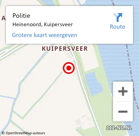 Locatie op kaart van de 112 melding: Politie Heinenoord, Kuipersveer op 3 oktober 2021 19:24