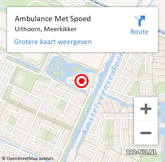 Locatie op kaart van de 112 melding: Ambulance Met Spoed Naar Uithoorn, Meerkikker op 3 oktober 2021 19:30