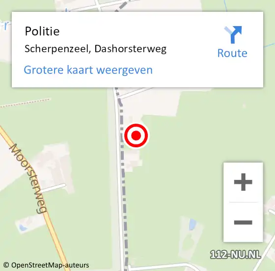 Locatie op kaart van de 112 melding: Politie Scherpenzeel, Dashorsterweg op 3 oktober 2021 20:17