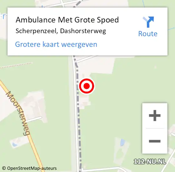 Locatie op kaart van de 112 melding: Ambulance Met Grote Spoed Naar Scherpenzeel, Dashorsterweg op 3 oktober 2021 20:19