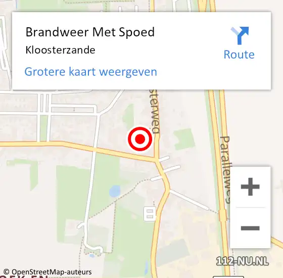 Locatie op kaart van de 112 melding: Brandweer Met Spoed Naar Kloosterzande op 3 oktober 2021 20:19