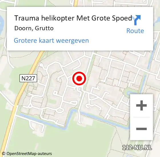 Locatie op kaart van de 112 melding: Trauma helikopter Met Grote Spoed Naar Doorn, Grutto op 3 oktober 2021 20:27