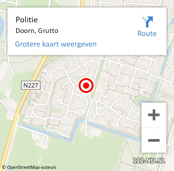 Locatie op kaart van de 112 melding: Politie Doorn, Grutto op 3 oktober 2021 20:29