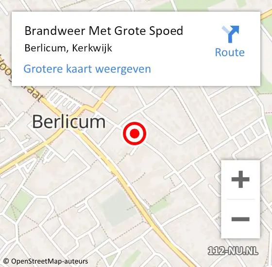 Locatie op kaart van de 112 melding: Brandweer Met Grote Spoed Naar Berlicum, Kerkwijk op 3 oktober 2021 20:31