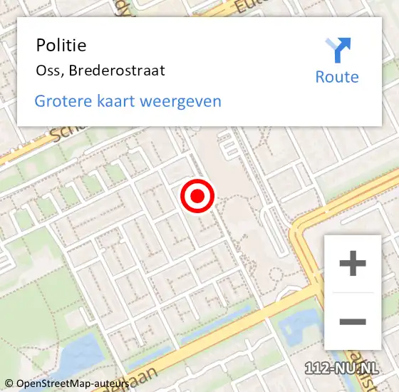 Locatie op kaart van de 112 melding: Politie Oss, Brederostraat op 3 oktober 2021 20:52