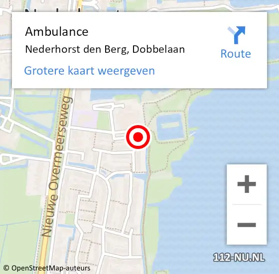 Locatie op kaart van de 112 melding: Ambulance Nederhorst den Berg, Dobbelaan op 24 juni 2014 21:47