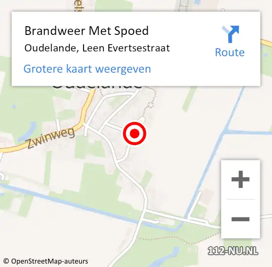 Locatie op kaart van de 112 melding: Brandweer Met Spoed Naar Oudelande, Leen Evertsestraat op 3 oktober 2021 21:09