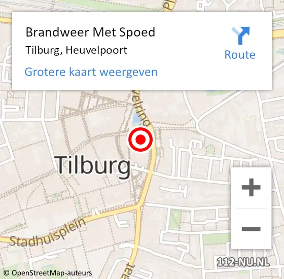 Locatie op kaart van de 112 melding: Brandweer Met Spoed Naar Tilburg, Heuvelpoort op 3 oktober 2021 21:32