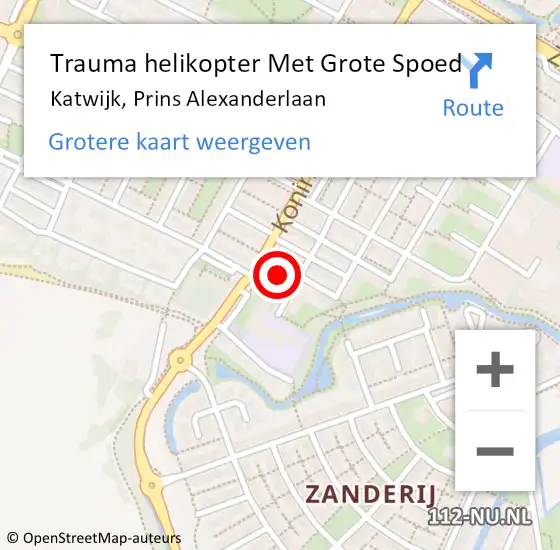 Locatie op kaart van de 112 melding: Trauma helikopter Met Grote Spoed Naar Katwijk, Prins Alexanderlaan op 3 oktober 2021 21:37