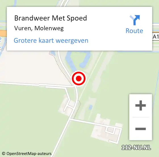 Locatie op kaart van de 112 melding: Brandweer Met Spoed Naar Vuren, Molenweg op 3 oktober 2021 21:40