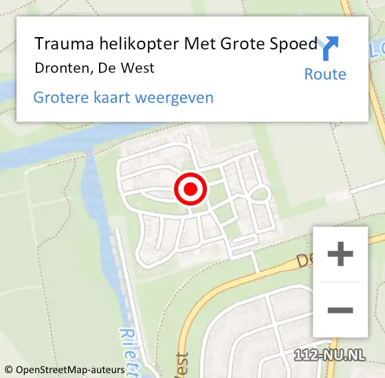 Locatie op kaart van de 112 melding: Trauma helikopter Met Grote Spoed Naar Dronten, De West op 3 oktober 2021 22:10