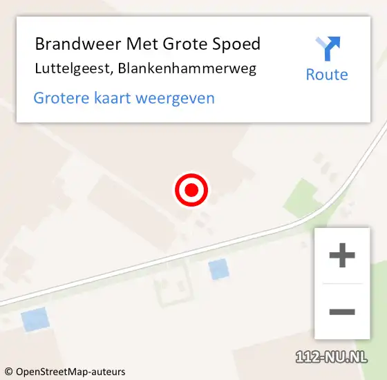 Locatie op kaart van de 112 melding: Brandweer Met Grote Spoed Naar Luttelgeest, Blankenhammerweg op 3 oktober 2021 22:28