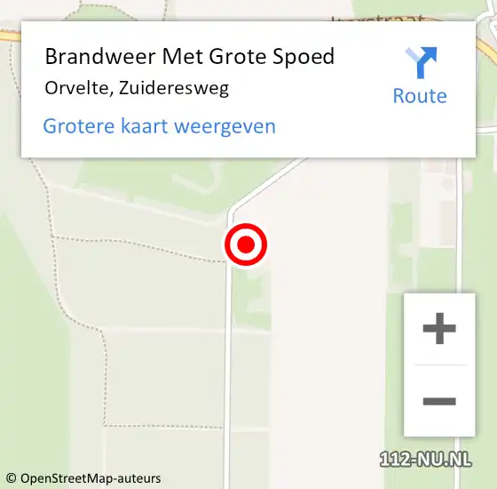 Locatie op kaart van de 112 melding: Brandweer Met Grote Spoed Naar Orvelte, Zuideresweg op 24 juni 2014 21:58