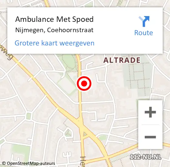 Locatie op kaart van de 112 melding: Ambulance Met Spoed Naar Nijmegen, Coehoornstraat op 3 oktober 2021 22:31