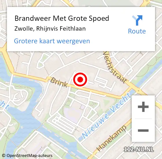 Locatie op kaart van de 112 melding: Brandweer Met Grote Spoed Naar Zwolle, Rhijnvis Feithlaan op 3 oktober 2021 22:40