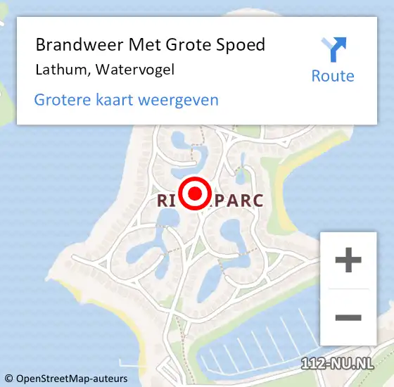 Locatie op kaart van de 112 melding: Brandweer Met Grote Spoed Naar Lathum, Watervogel op 3 oktober 2021 22:44