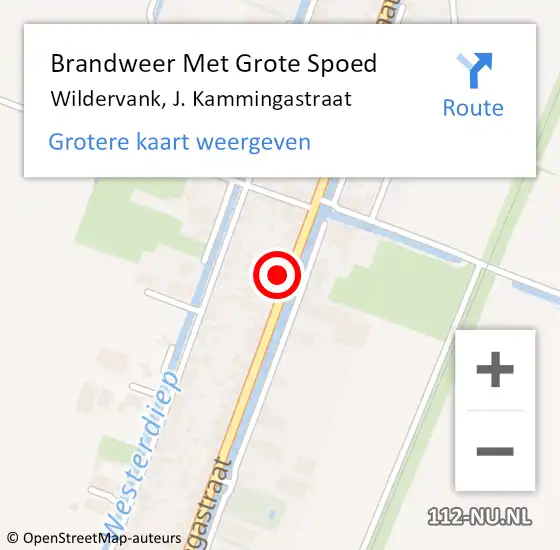 Locatie op kaart van de 112 melding: Brandweer Met Grote Spoed Naar Wildervank, J. Kammingastraat op 3 oktober 2021 23:21