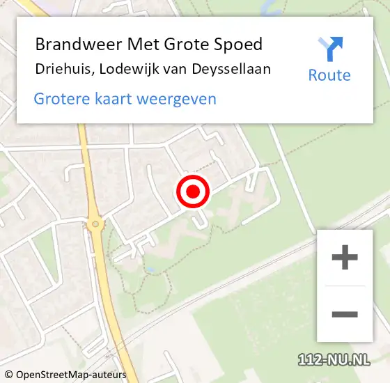 Locatie op kaart van de 112 melding: Brandweer Met Grote Spoed Naar Driehuis, Lodewijk van Deyssellaan op 3 oktober 2021 23:55