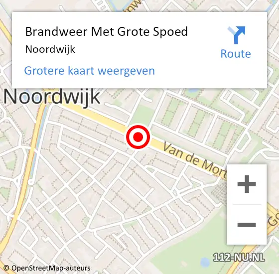 Locatie op kaart van de 112 melding: Brandweer Met Grote Spoed Naar Noordwijk op 4 oktober 2021 00:51