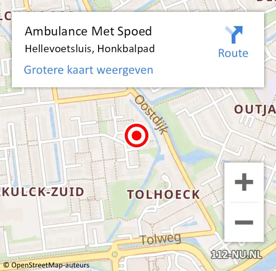 Locatie op kaart van de 112 melding: Ambulance Met Spoed Naar Hellevoetsluis, Honkbalpad op 4 oktober 2021 00:56