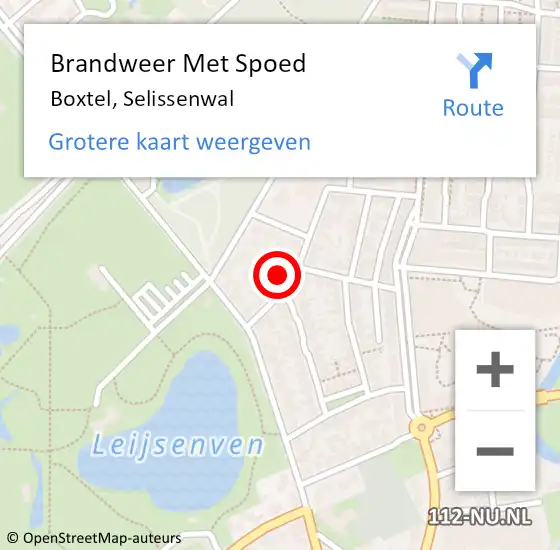 Locatie op kaart van de 112 melding: Brandweer Met Spoed Naar Boxtel, Selissenwal op 4 oktober 2021 00:57