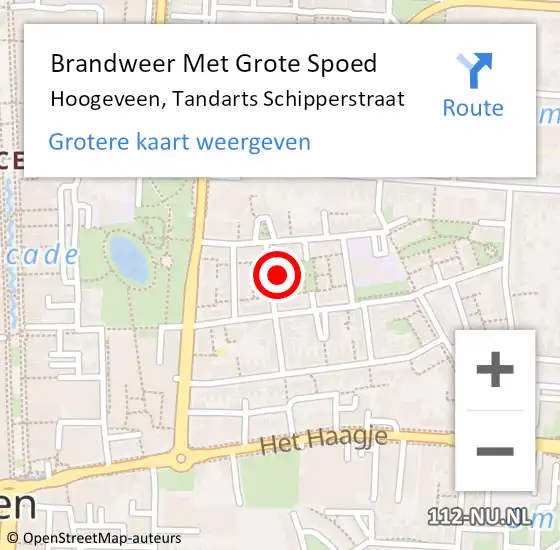 Locatie op kaart van de 112 melding: Brandweer Met Grote Spoed Naar Hoogeveen, Tandarts Schipperstraat op 4 oktober 2021 01:27