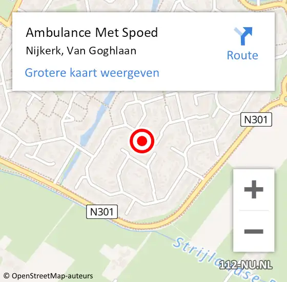 Locatie op kaart van de 112 melding: Ambulance Met Spoed Naar Nijkerk, Van Goghlaan op 4 oktober 2021 01:57