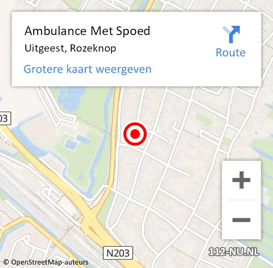 Locatie op kaart van de 112 melding: Ambulance Met Spoed Naar Uitgeest, Rozeknop op 4 oktober 2021 03:01